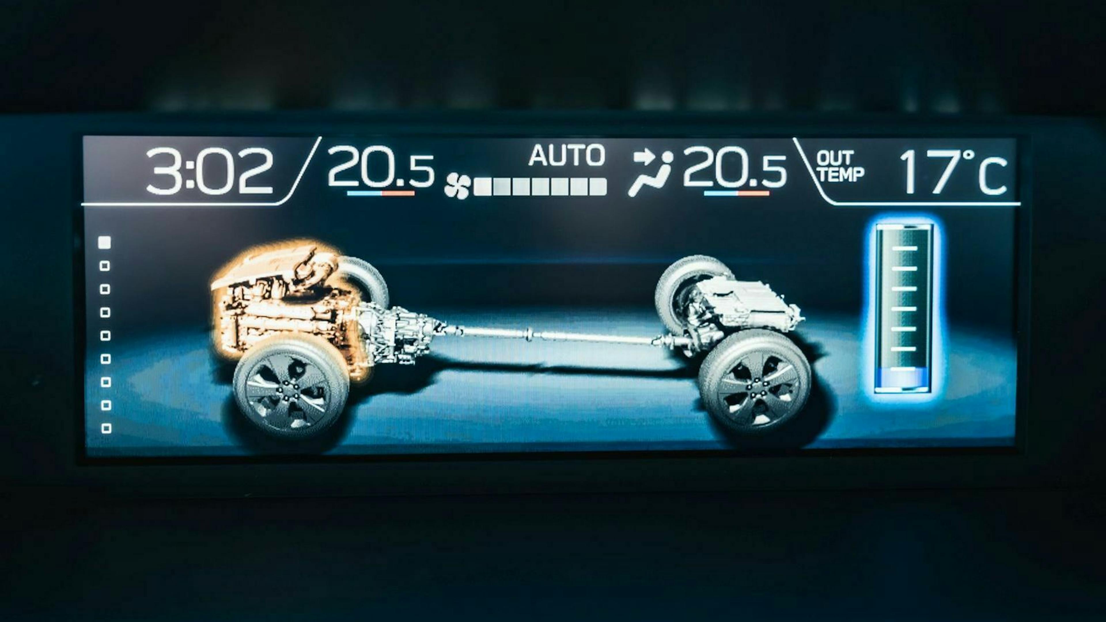 Zu sehen ist eine illustartion des Hybridantriebes des Subaru Impreza E-Boxer Hybrid