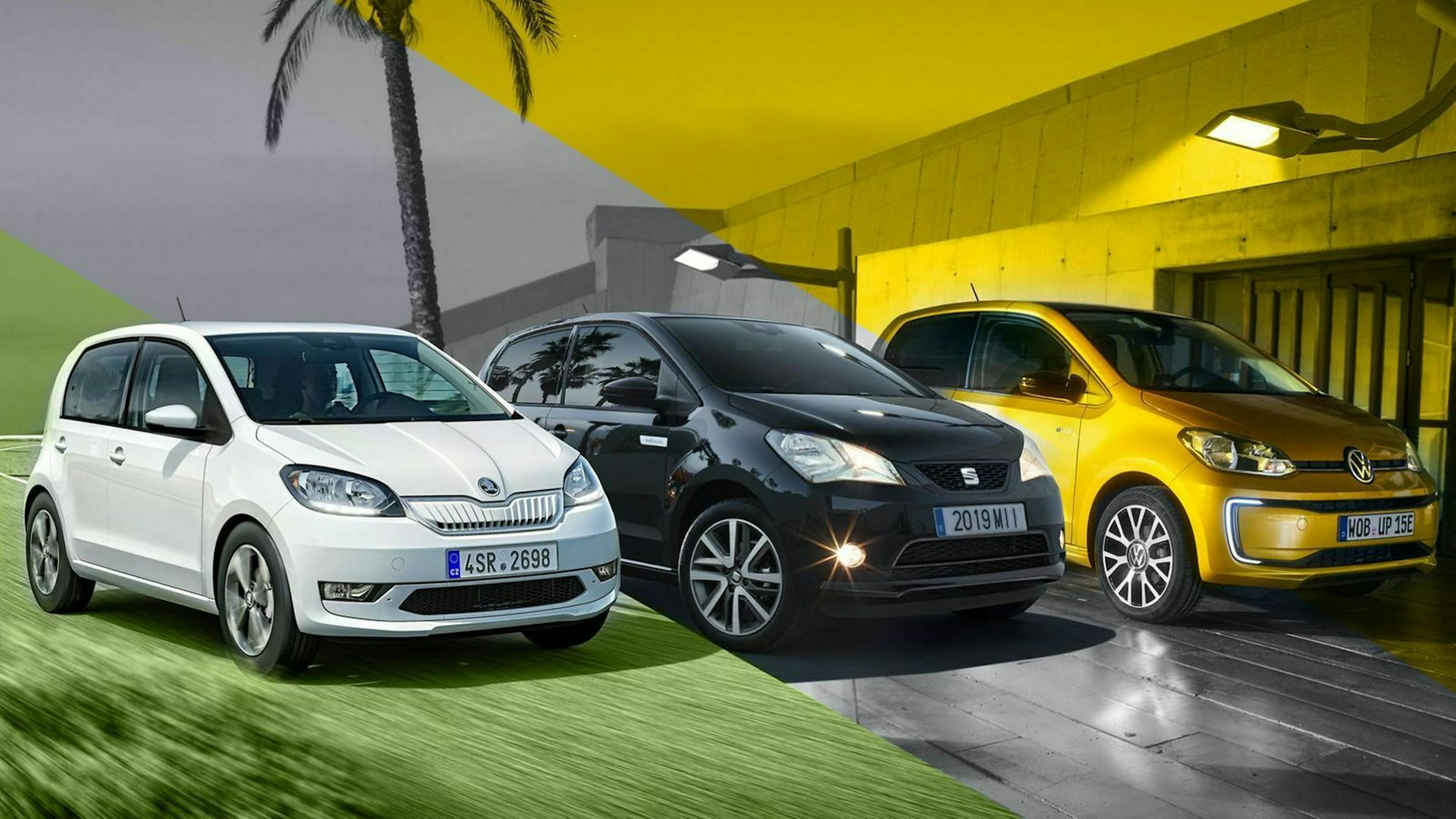 Im Segment der Elektro-Kleinstwagen tut sich was. Wir vergleich für Euch: VW E-up, Skoda Citigo-E iV und Seat Mii electric