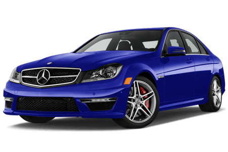 Blauer Mercedes-Benz in seitlicher Vorderansicht. Limousine mit modernem Design und glänzendem Lack. Sportliche Felgen und klare Linien.