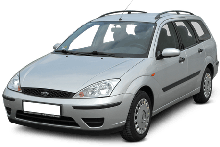 Silberner Kombi-Wagen, schräg von vorne fotografiert, mit Dachgepäckträger und abgedecktem Kennzeichen auf weißem Hintergrund.