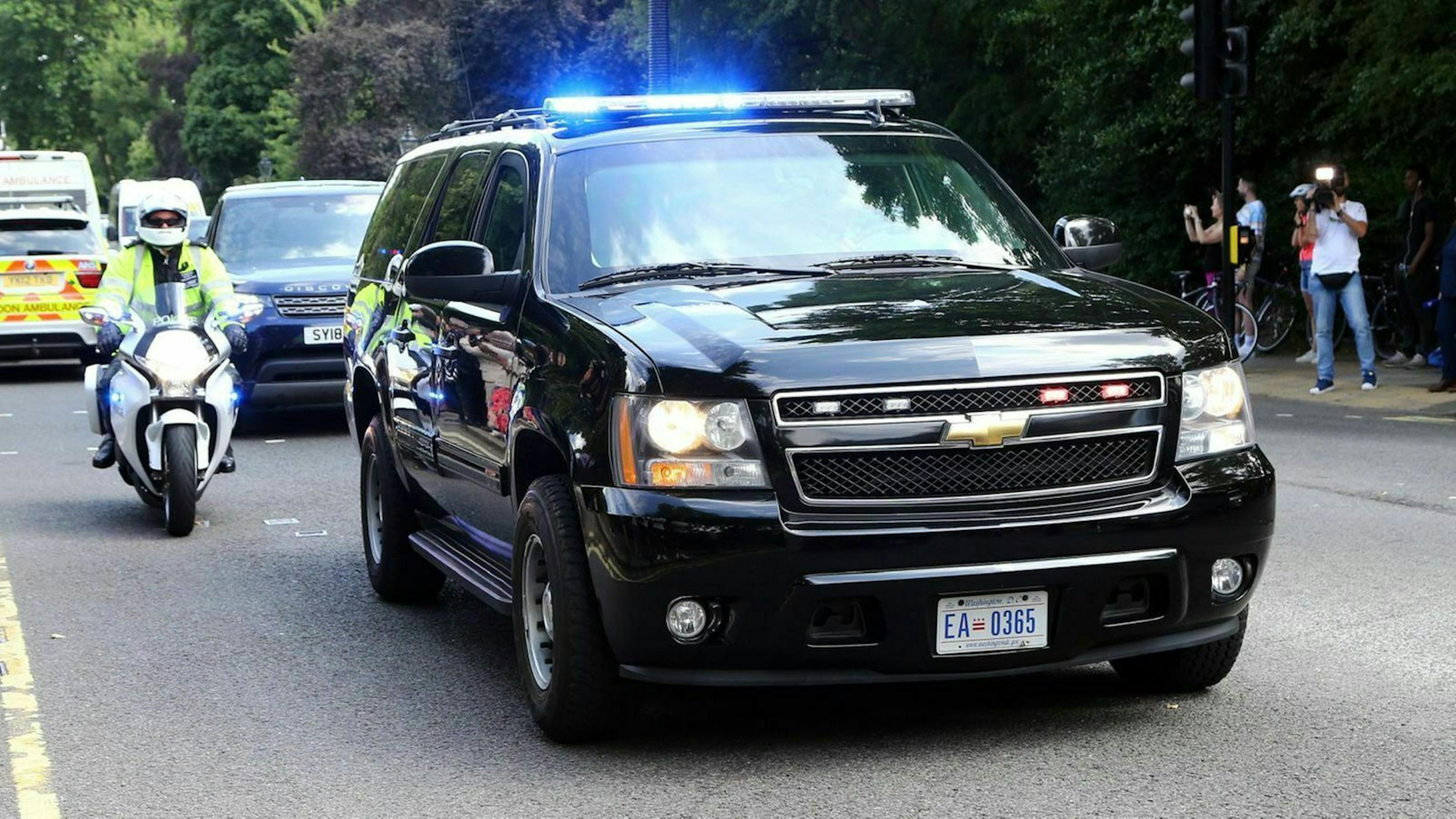 Zu sehen ist das Präsidenten-Auto von Trump