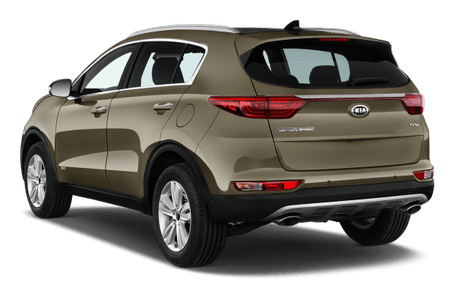 Brauner SUV, Rückansicht, mit erkennbaren Rücklichtern und silbernem Unterfahrschutz, vor weißem Hintergrund.