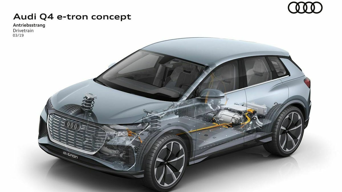 Der Q4 E-Tron wird auf der MEB-Plattform stehen. 2021 startet das Kompakt-SUV 