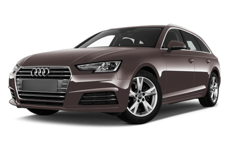 Brauner Audi-Kombi, frontal schräg fotografiert. Moderner Look, glänzender Lack, markante Scheinwerfer und sportliches Design.