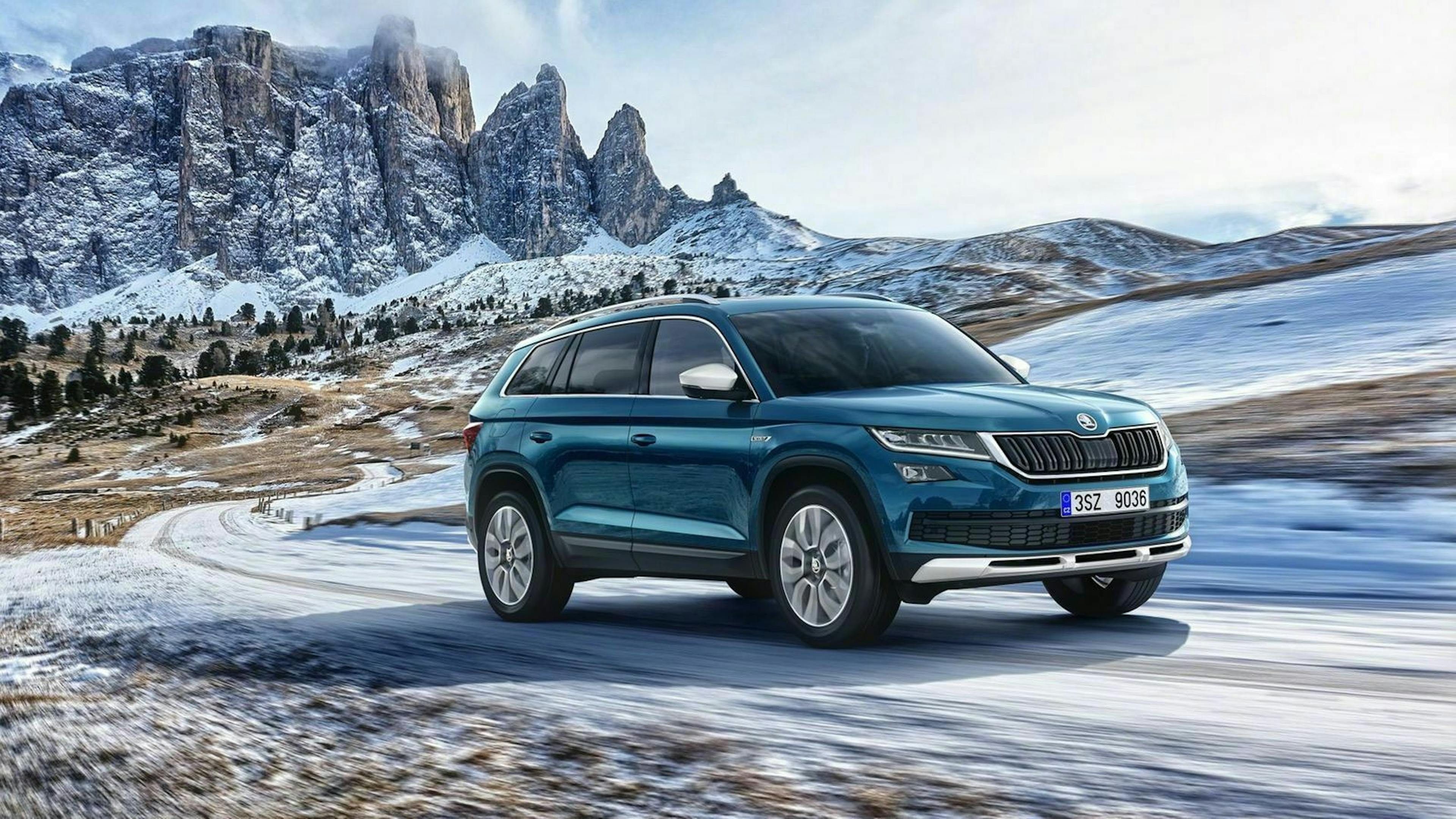 Der Skoda Kodiaq in seitlicher Frontansicht