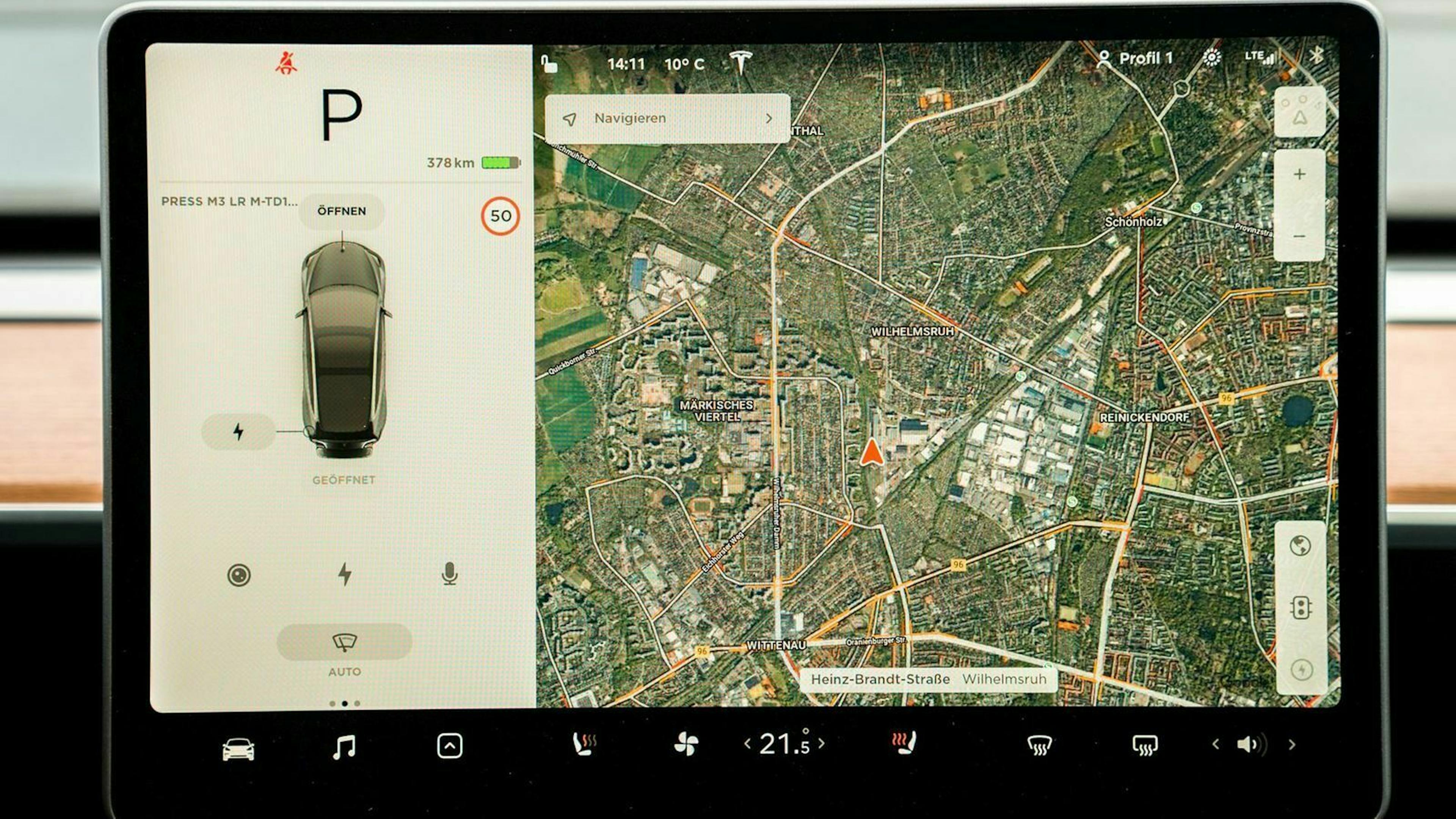 Das Display des Tesla Model 3