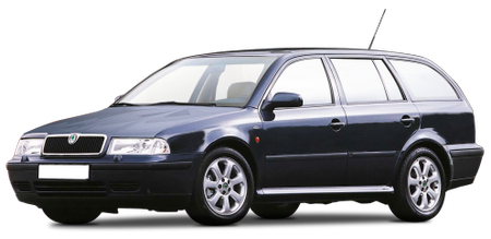 Dunkelblauer Kombi mit silbernen Felgen, Seitenansicht. Rechte Scheinwerfer und markante Frontpartie sichtbar. Fahrzeug steht still.