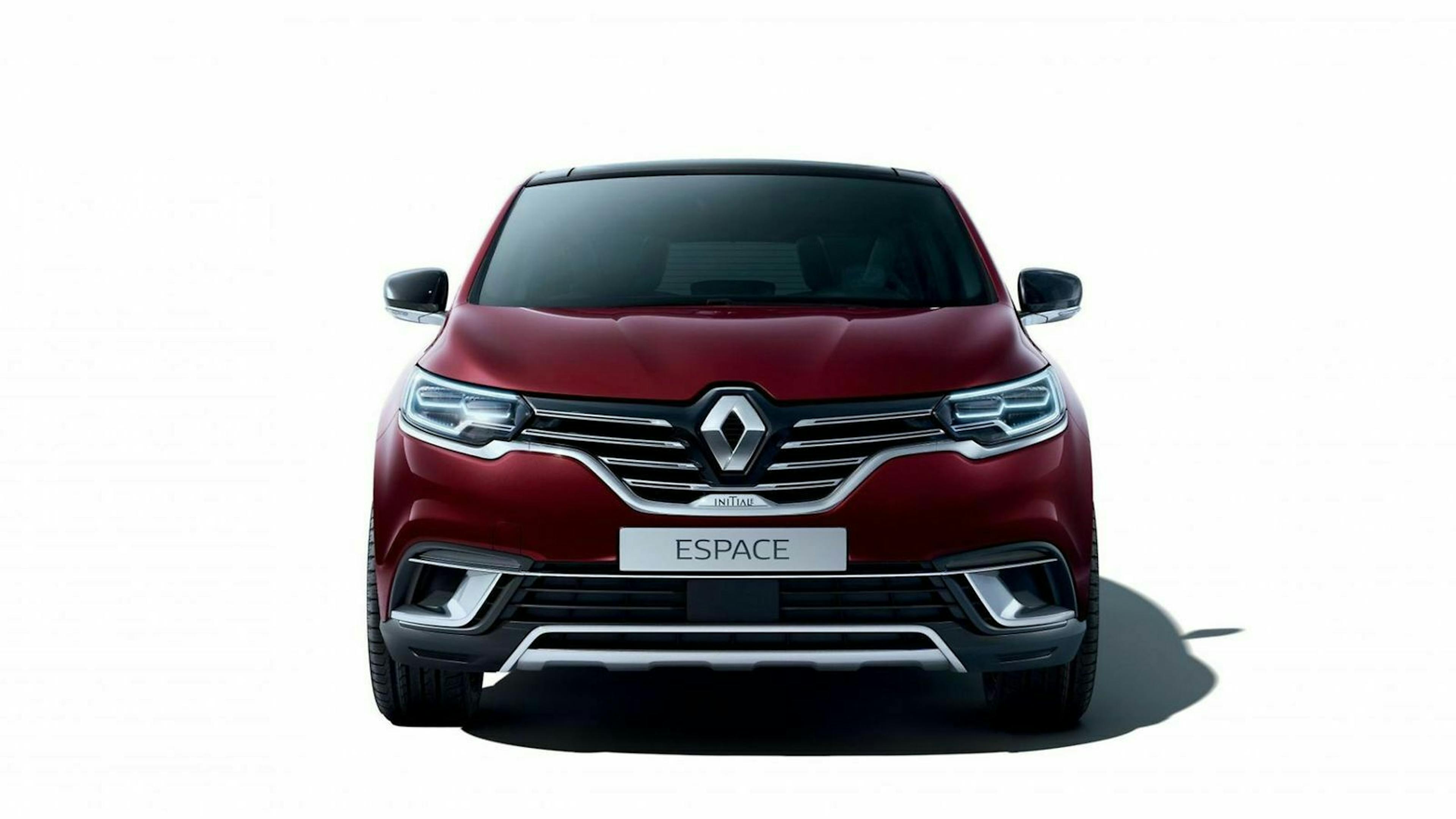 Renault Espace in der Frontansicht, stehend vor weißem Hintergrund