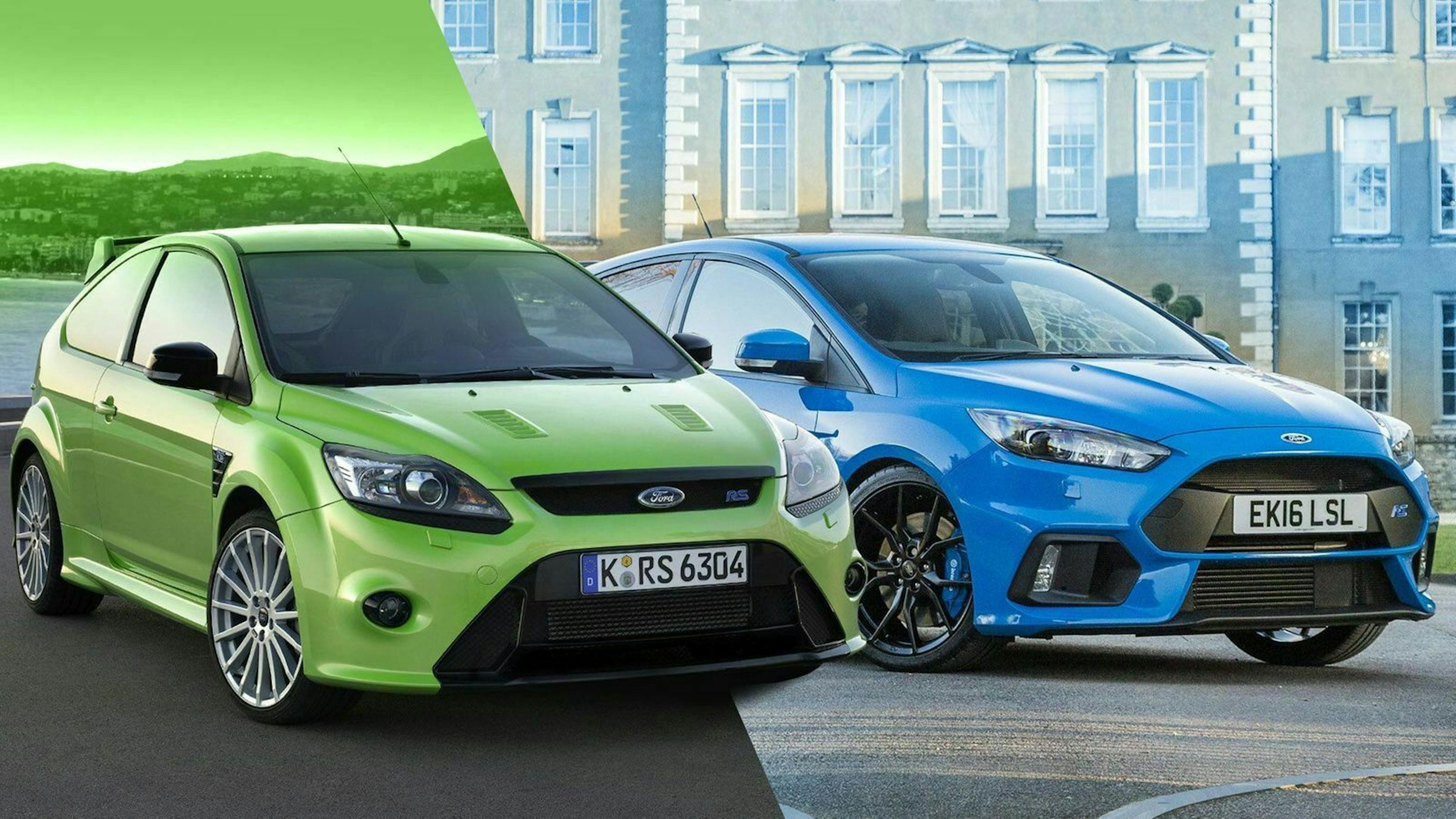 Zu sehen sind der Ford Focus RS MK II und MK III