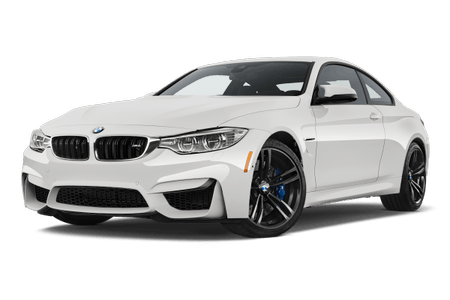 Weißes Sportcoupé mit elegantem Design und schwarzen Felgen, gezeigt vor neutralem Hintergrund.