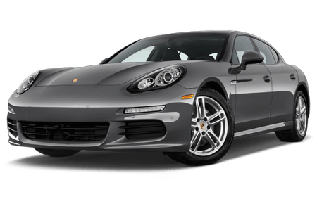 Grauer Sportwagen mit eleganter Karosserie und markanten Frontleuchten, auf hellgrauem Hintergrund dargestellt.