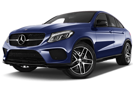 Blauer Mercedes-Benz SUV mit sportlichem Design, schwarzen Felgen und einem stilvollen Chromgrill, abgebildet auf weißem Hintergrund.
