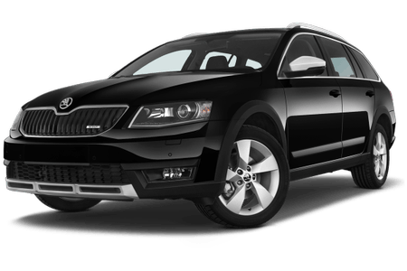 Schwarzer SUV in Seitenansicht auf weißem Hintergrund, mit markantem Kühlergrill und Dachreling.