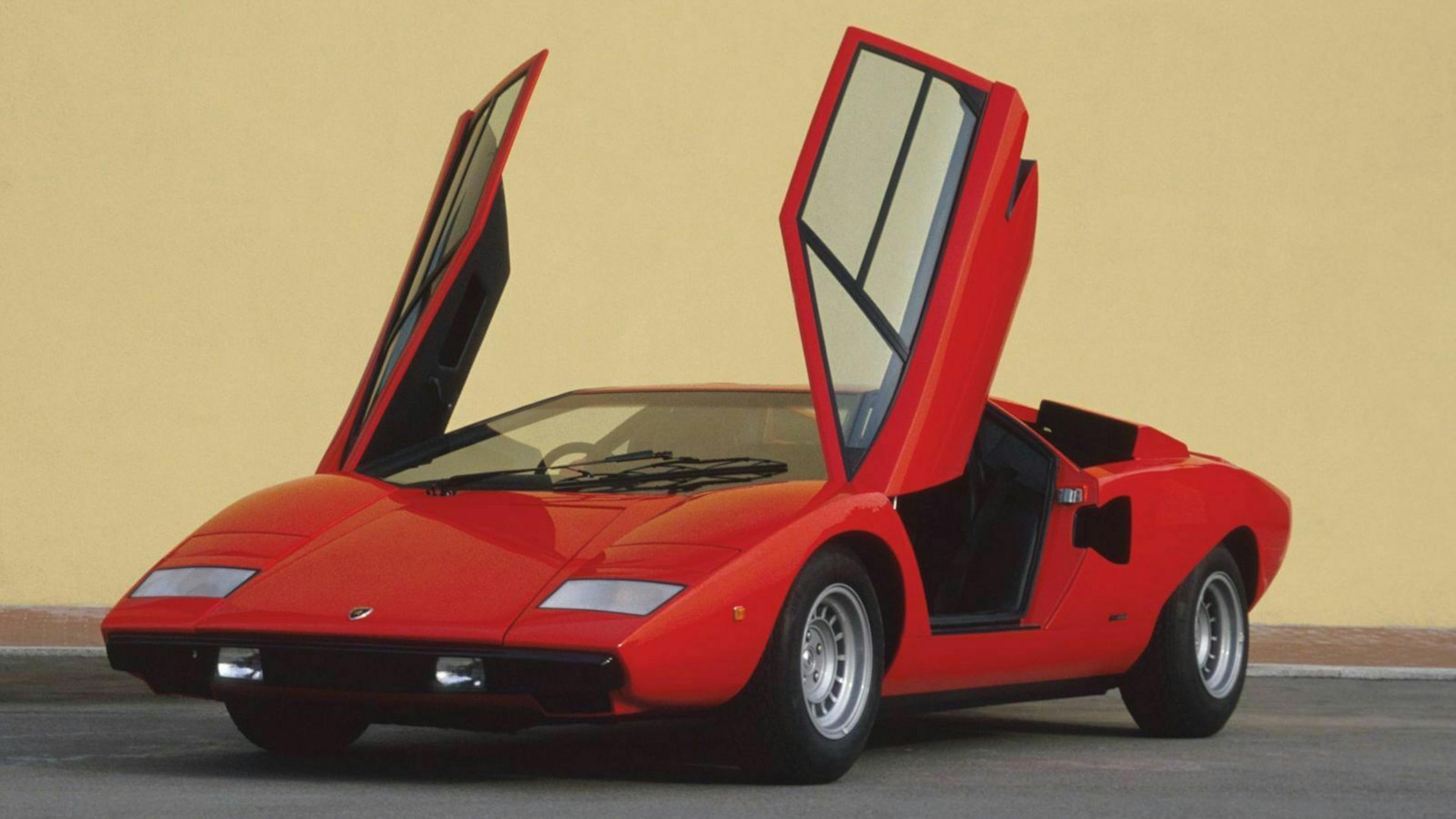 The Lamborghini Countach with open gullwing doors