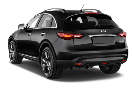 Schwarzer SUV mit glänzender Oberfläche und markanten Rücklichtern, seitliche Ansicht von hinten, auf weißem Hintergrund.