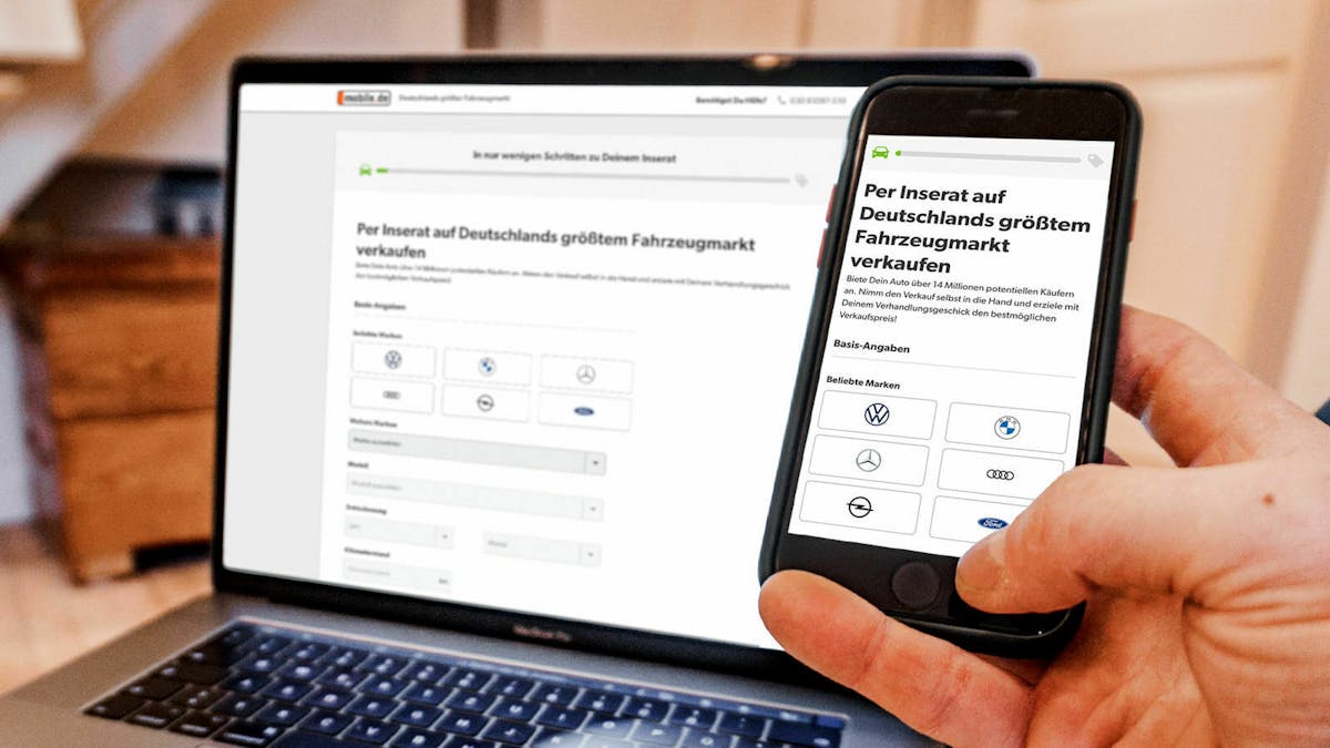 Inseraterstellung mobile.de auf Handy und Laptop