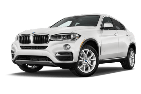 Weißer BMW SUV, Frontansicht, auf transparentem Hintergrund. Modernes Design mit markantem Kühlergrill und großen Scheinwerfern.