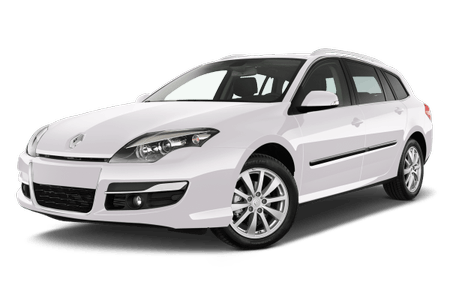 Weißer Kombi-Pkw, seitliche Frontansicht, stehend auf transparentem Hintergrund. Moderne Karosserie und Leichtmetallräder erkennbar.