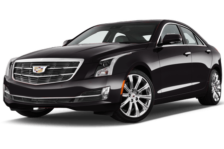 Schwarzer Luxuswagen mit glänzender Karosserie, großen Felgen und markantem Kühlergrill vor weißem Hintergrund.