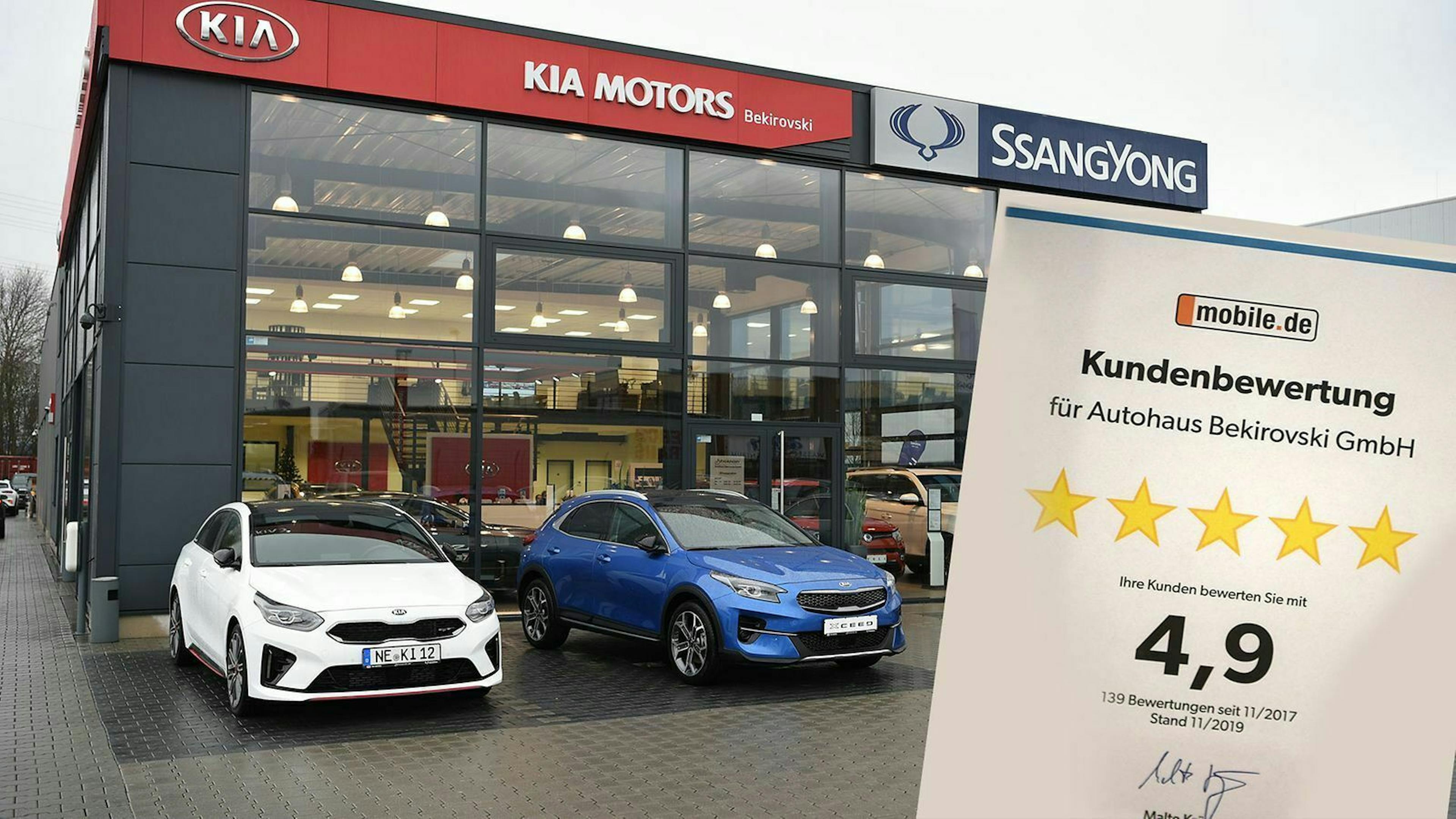 Ein Foto des Autohauses Bekirovski von außen.