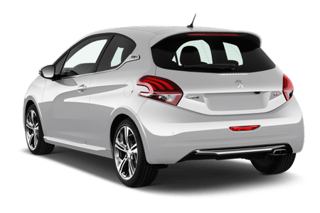 Silberner Kompaktwagen, Heckansicht. Modernes Design mit markanten Rücklichtern und glatten Linien. Parkplatz oder Studioaufnahme.