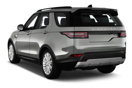 Silberner SUV mit getönten Scheiben, großer Heckklappe und markanten Rücklichtern, seitliche Ansicht von hinten.