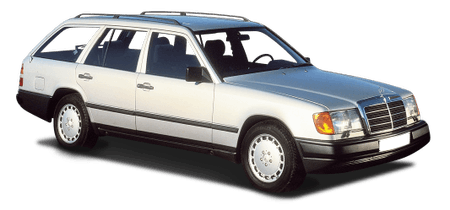 Silberner Kombi der 1990er Jahre, seitlich fotografiert mit klarer Sicht auf Karosserie und Räder.