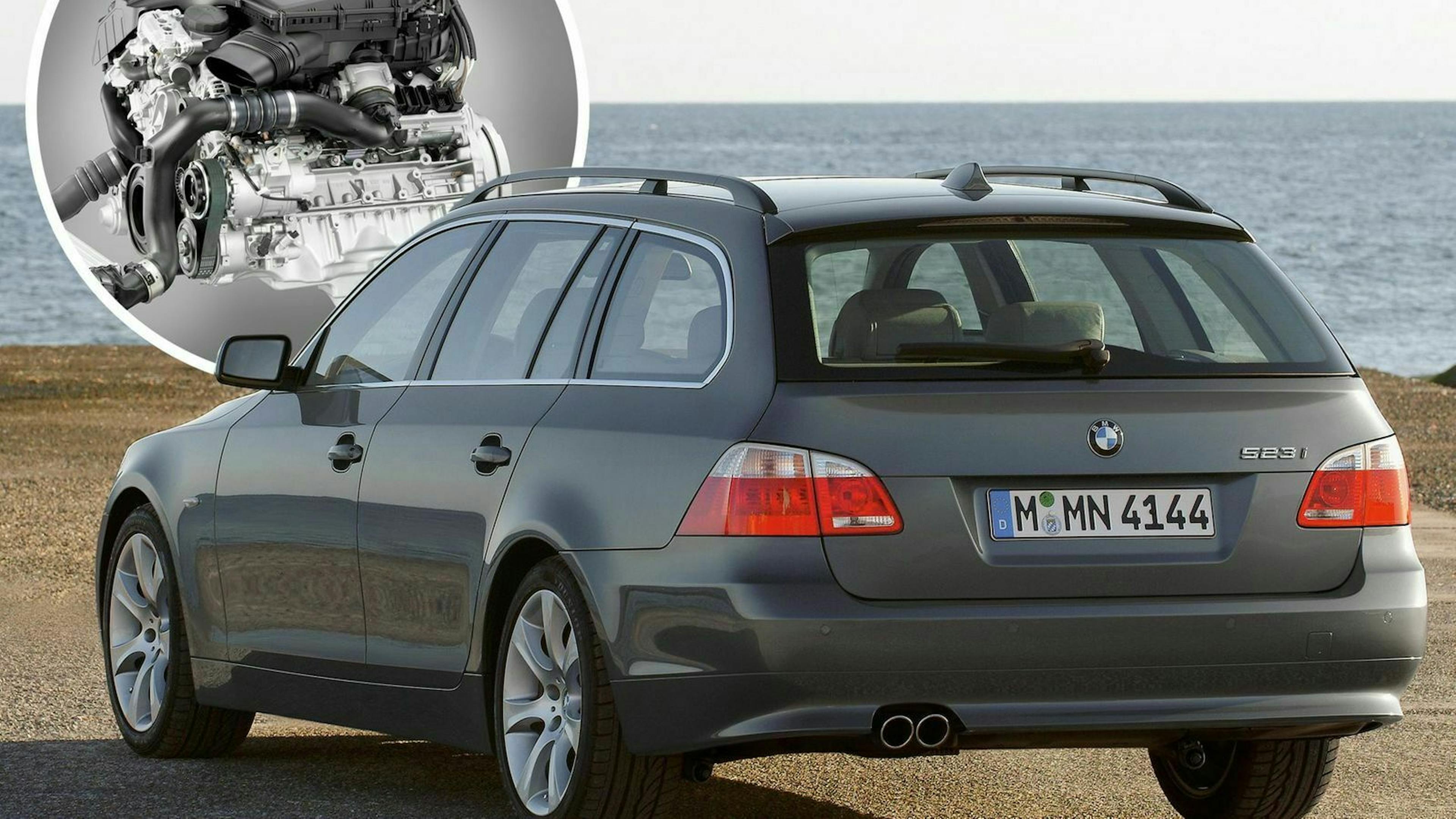 BMW N53 in Heckansicht mit Motoransicht