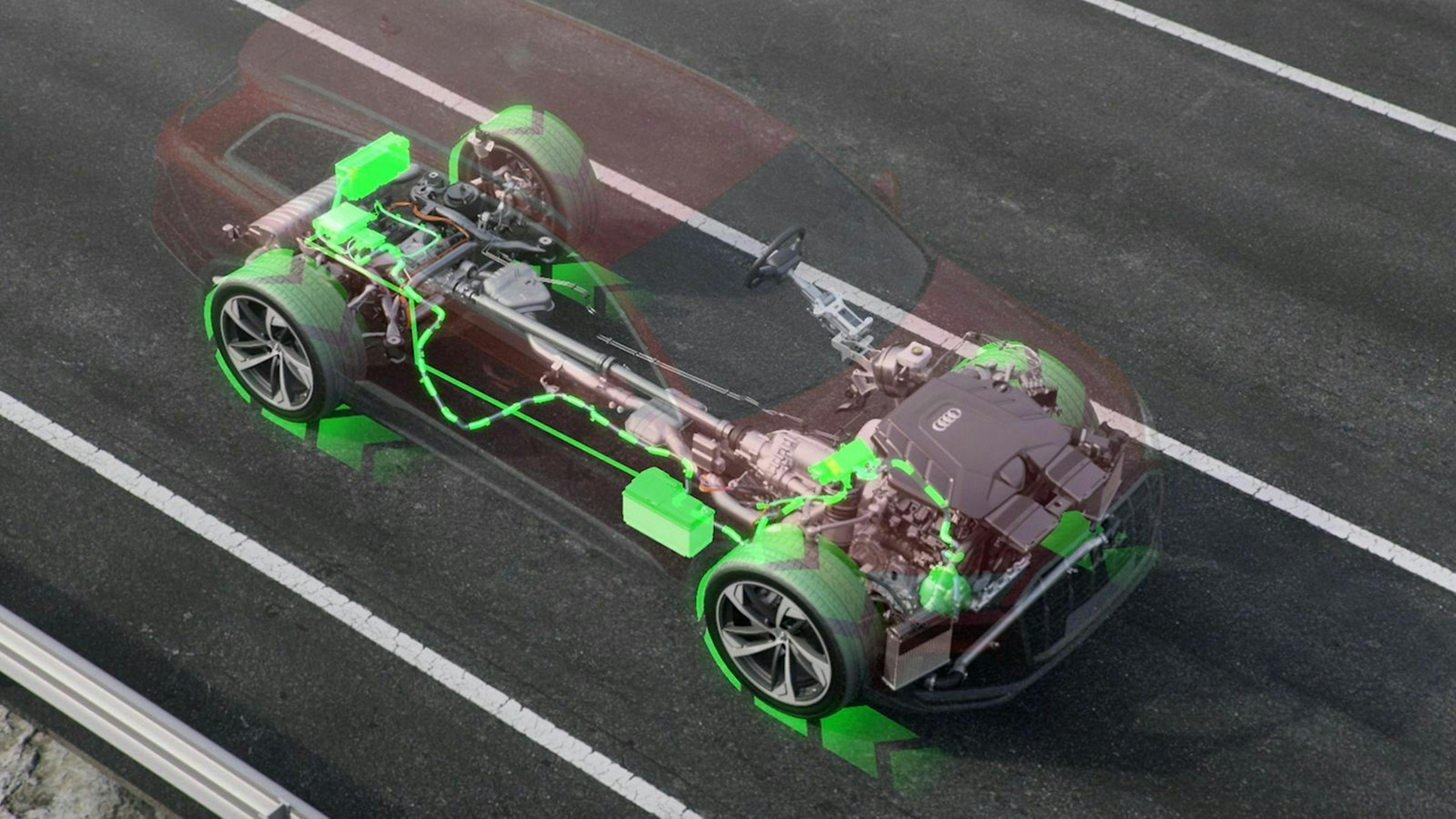 The mild hybrid system in the Audi Q7 as a graphic representation