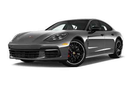 Grauer Sportwagen mit eleganter Linienführung, schwarzer Felge und modernen Scheinwerfern, seitlich von vorne fotografiert auf weißem Hintergrund.