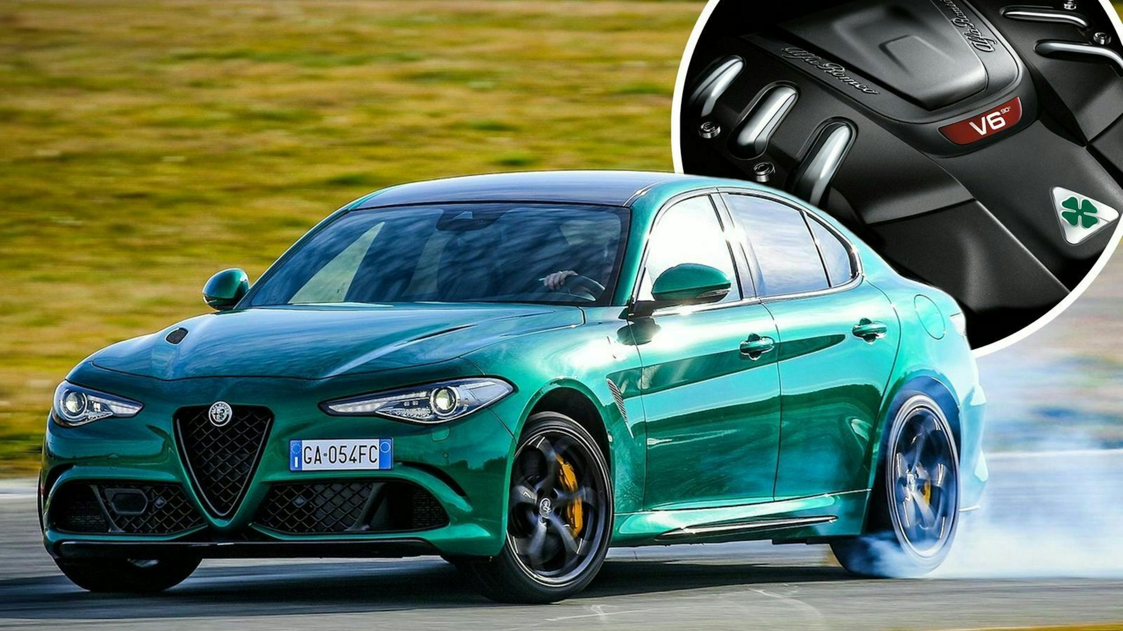 Alfa Romeo Giulia In Frontansicht mit Motor