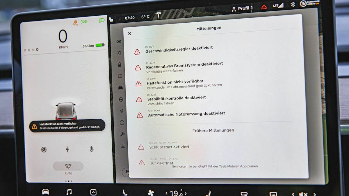 Das Display des Tesla Model 3 (seit 2018)