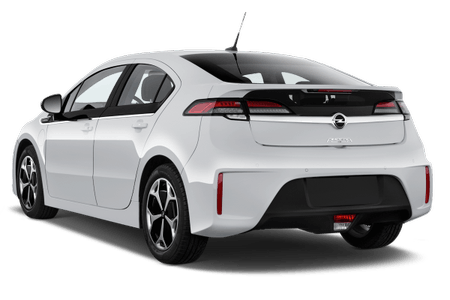 Weißes Elektroauto von hinten, modernes Design, schwarze Akzente, stilisierte Rücklichter, aerodynamische Form.