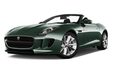 Grünes Cabriolet Auto, offen, vor weißem Hintergrund. Elegantes Design mit sportlichen Linien und silbernen Felgen.