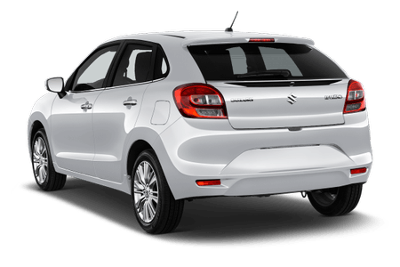 Weißer Kompaktwagen von hinten, parkt auf weißem Hintergrund. Moderne, klare Linien mit glänzenden Felgen und eleganter Heckgestaltung.