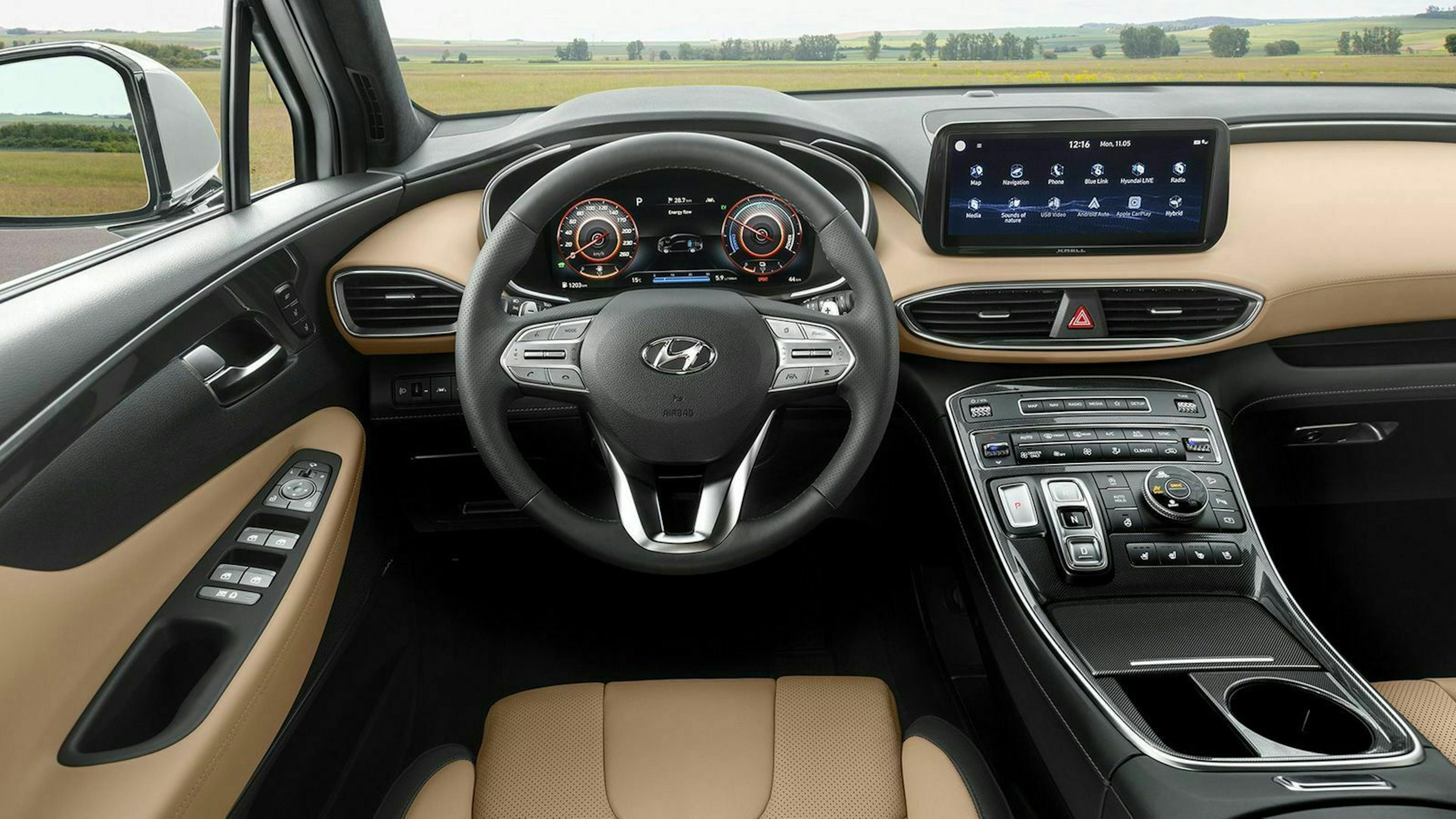 Hyundai Santa Fe Ansicht des Fahrerplatzes mit Blick auf das Lenkrad