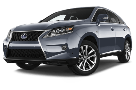 Silberner Lexus-SUV, seitliche Frontansicht, modernes Design mit markantem Kühlergrill und stylischen Scheinwerfern.