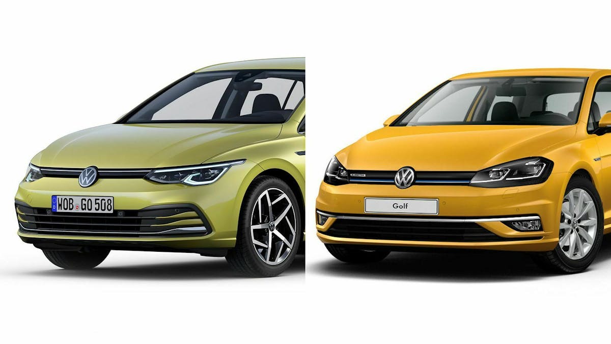 Das Dach des neuen VW Golf 8 ist vergleichsweise etwas schmaler geworden