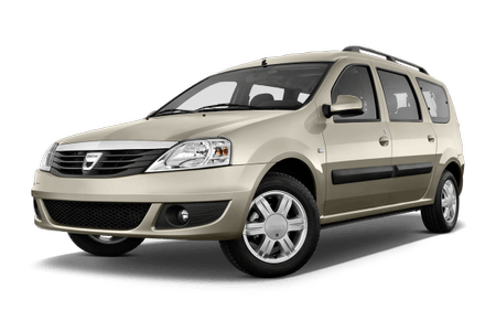 Beiger Kombi mit schwarzer Stoßstange und silbernen Felgen, seitlich von vorne fotografiert, auf weißem Hintergrund.