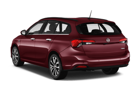 Roter Kombiwagen mit modernem Design, seitliche Ansicht, parkt auf weißem Hintergrund.