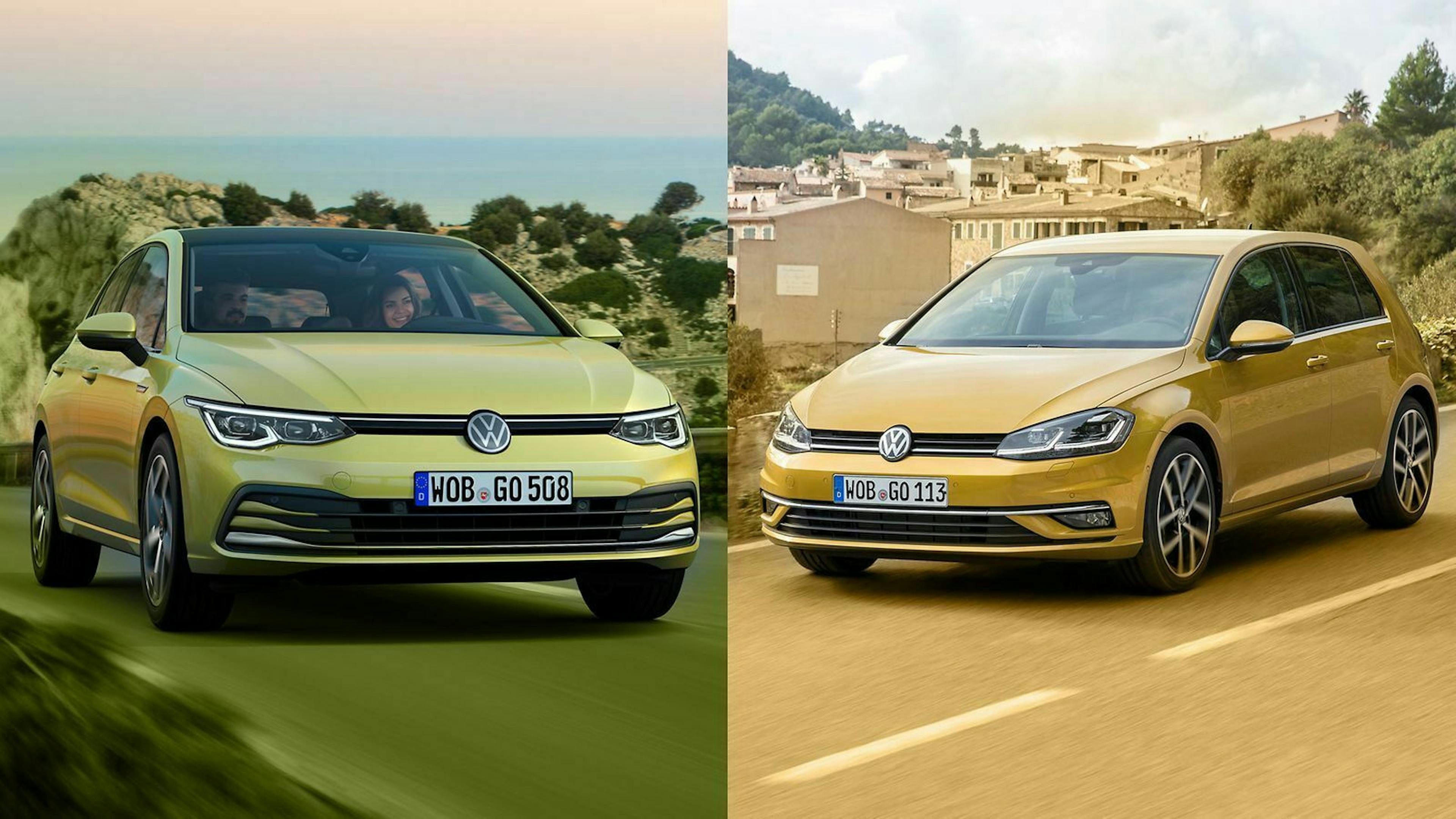 Der  neue VW Golf 8 und sein Vorgänger im Vergleich auf mobile.de 