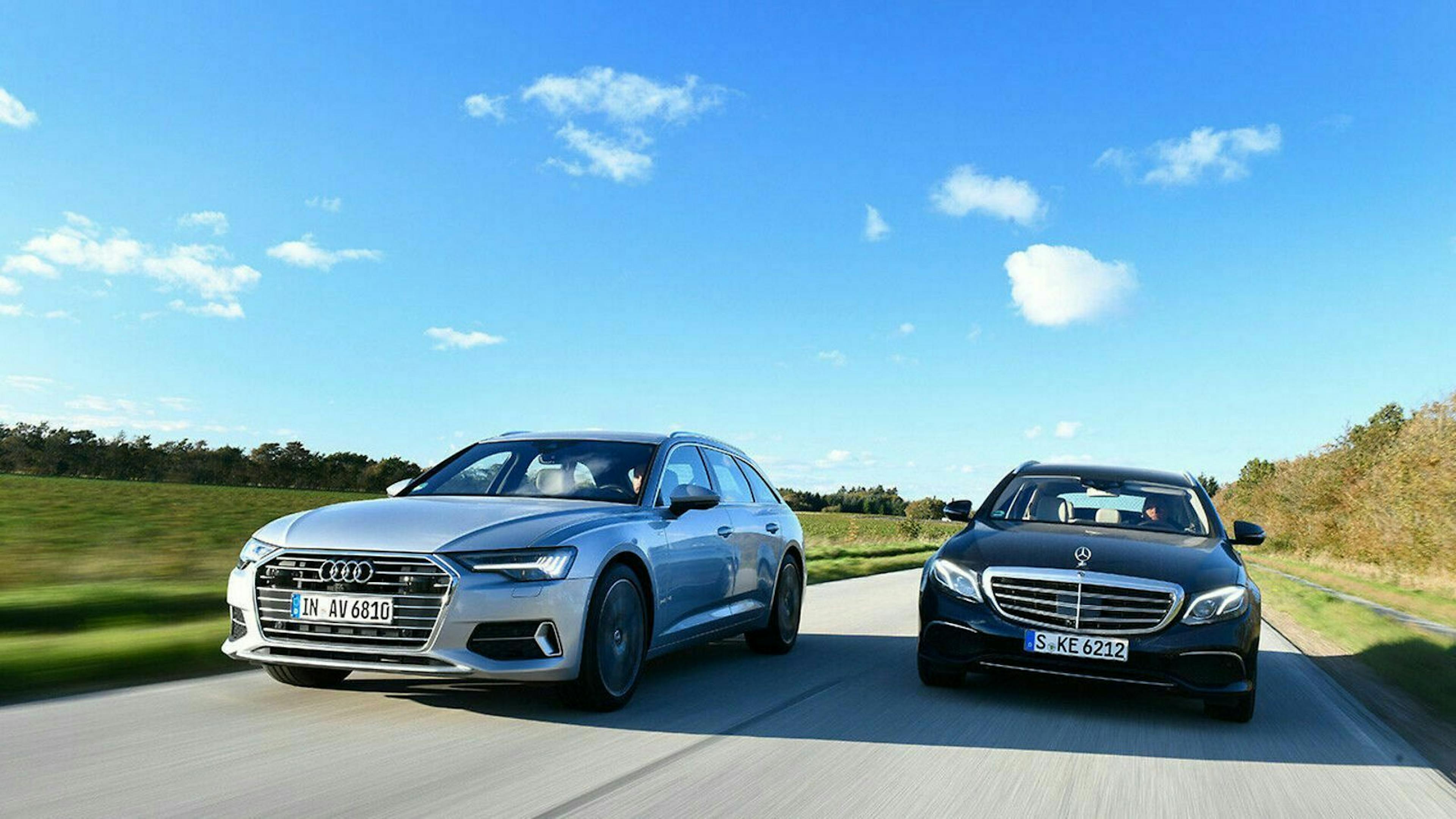 Vergleichstest Audi A6 Avant und Mercedes E Klasse T-Modell.