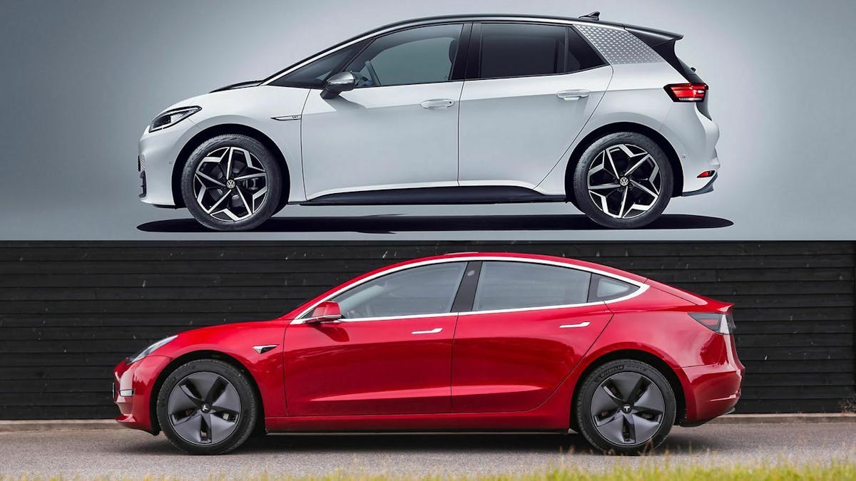 Bei der maximalen Reichweite liegen die Kontrahenten nah beieinander. Das Model 3 kommt auf 560 Kilometer, der ID.3 auf 550