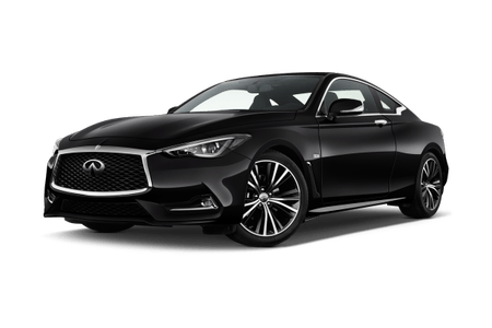 Schwarzes Sportcoupé mit glänzendem Lack; markante Front, große Felgen und schlanke Scheinwerfer auf weißem Hintergrund.