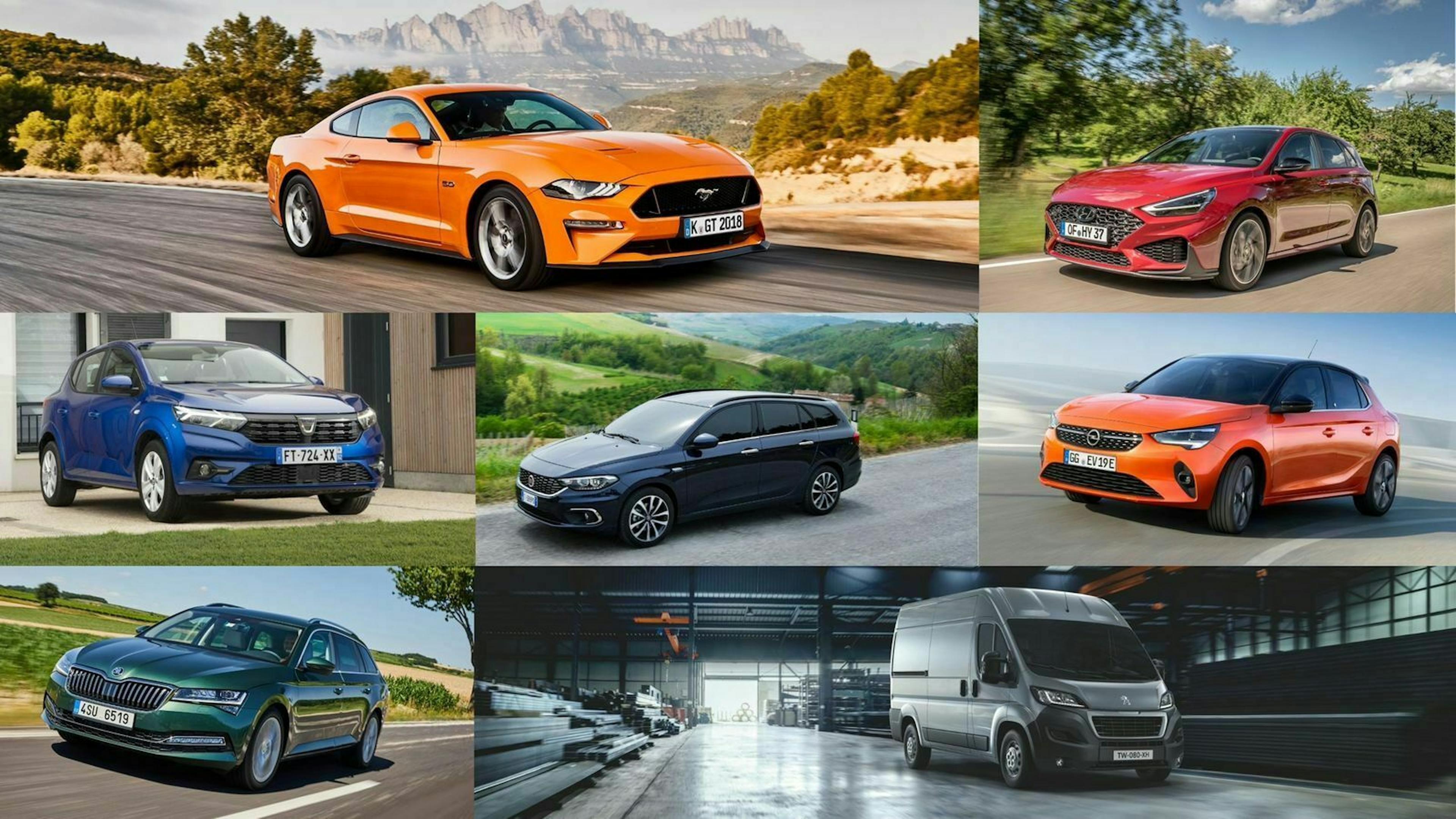 Bild-Composing aus sieben verschiedene PKWs