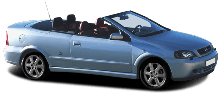 Silbernes Cabriolet mit geöffnetem Verdeck, modernes Design, schwarze Sitze, silberne Felgen und eine Antenne am Heck.