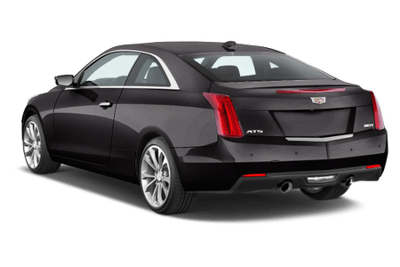 Schwarzes Auto, Heckansicht, modernes Design, glänzend, silberne Felgen, zwei Auspuffrohre, Rücklichter leuchten rot.