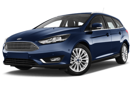 Blauer Kombi mit modernen Scheinwerfern und silbernen Felgen, parkend auf weißem Hintergrund.