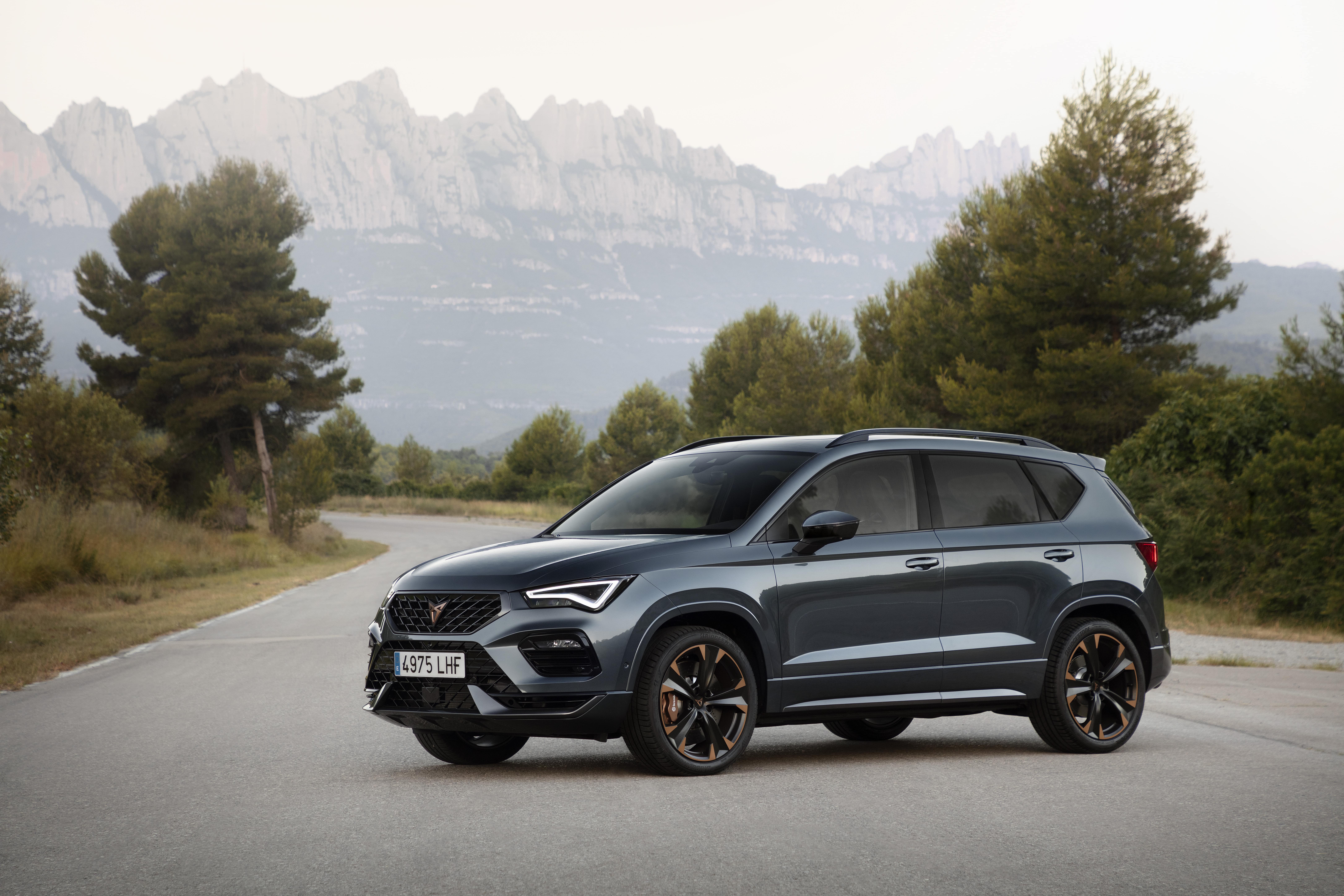 Cupra Ateca parkt vor einem Gebirge
