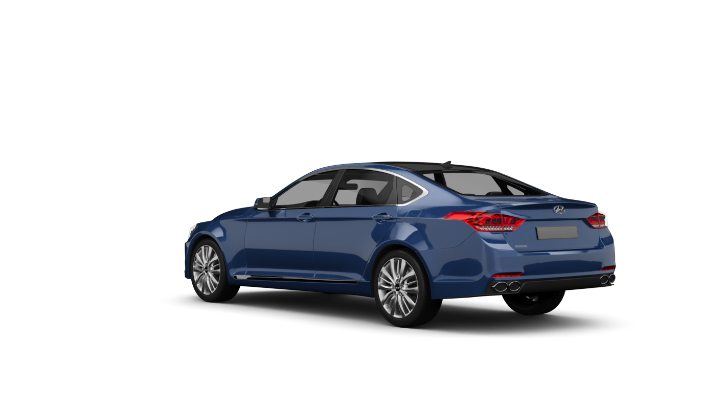 Hyundai Genesis in Blau, Ansicht schraeg hinten